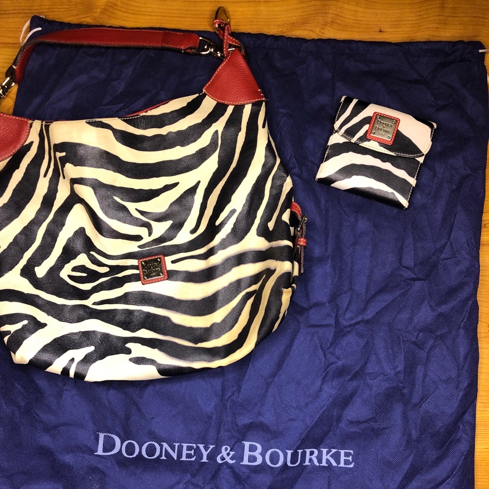 Large Dooney and Bourke red and zebra shoulder bag